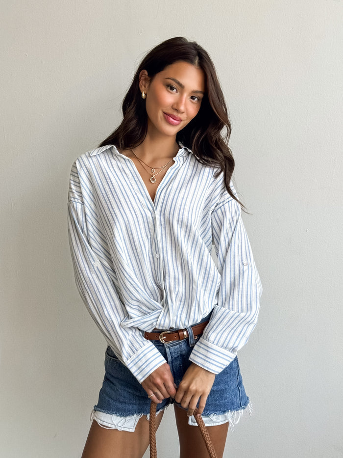 Renza Stripe Button Down - Stitch And Feather