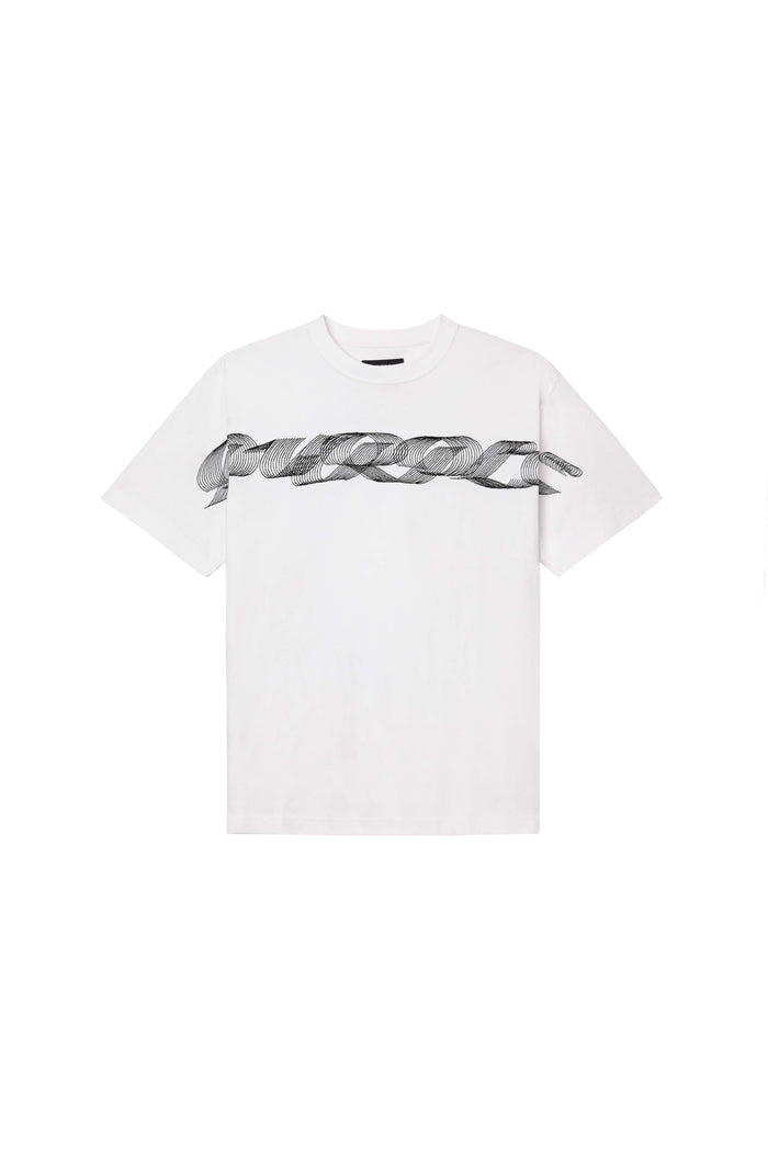 Brilliant white Ribbon Tee in heavyweight jersey with embroidery, available in various sizes.