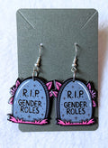 RIP Gender Roles Tombstone Acrylic Dangle Earrings