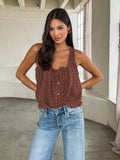 Roma Polka Dot Top in Chocolate - Stitch And Feather