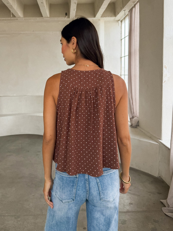 Roma Polka Dot Top in Chocolate - Stitch And Feather