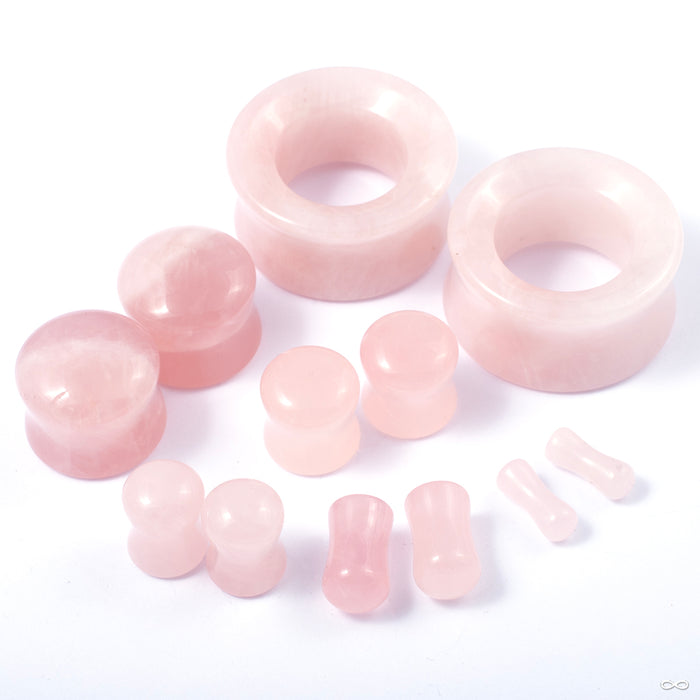 Rose Quartz Plugs & Eyelets from Diablo Organics in assorted sizes