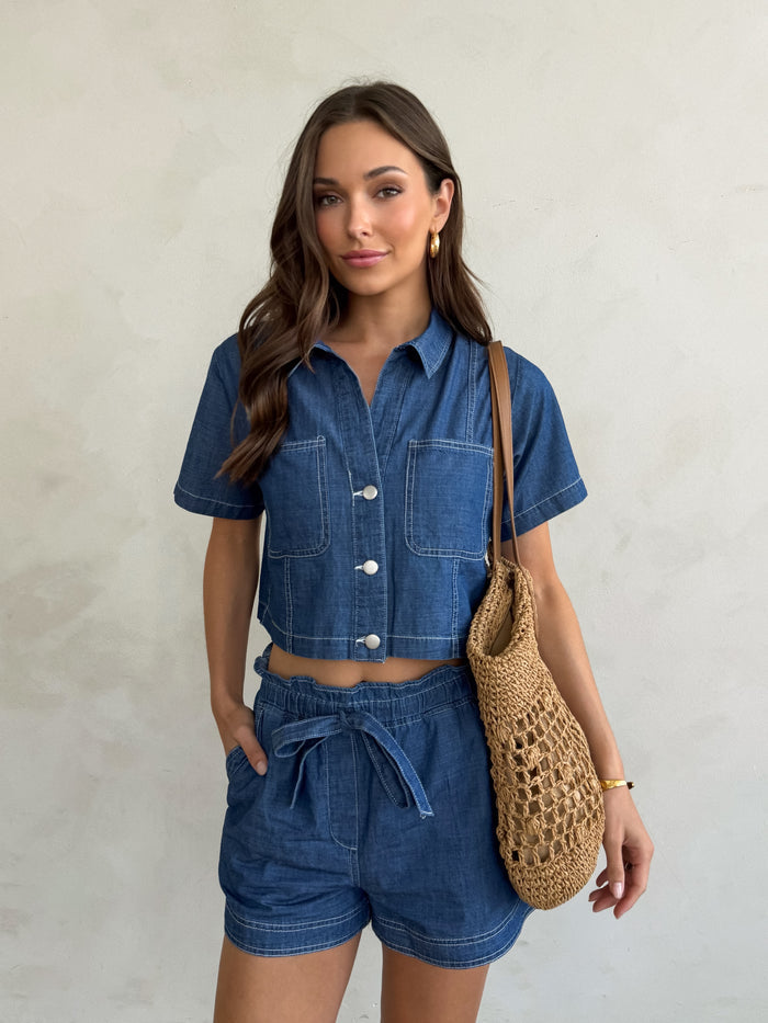 Rowan Denim Crop Top - Final Sale - Stitch And Feather