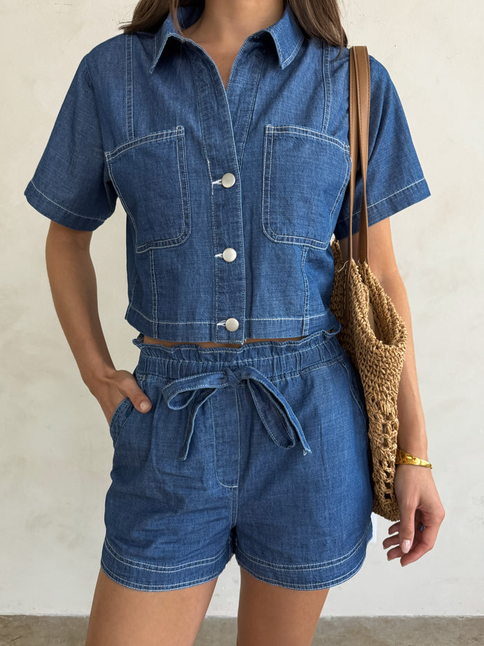 Rowan Denim Crop Top - Final Sale - Stitch And Feather