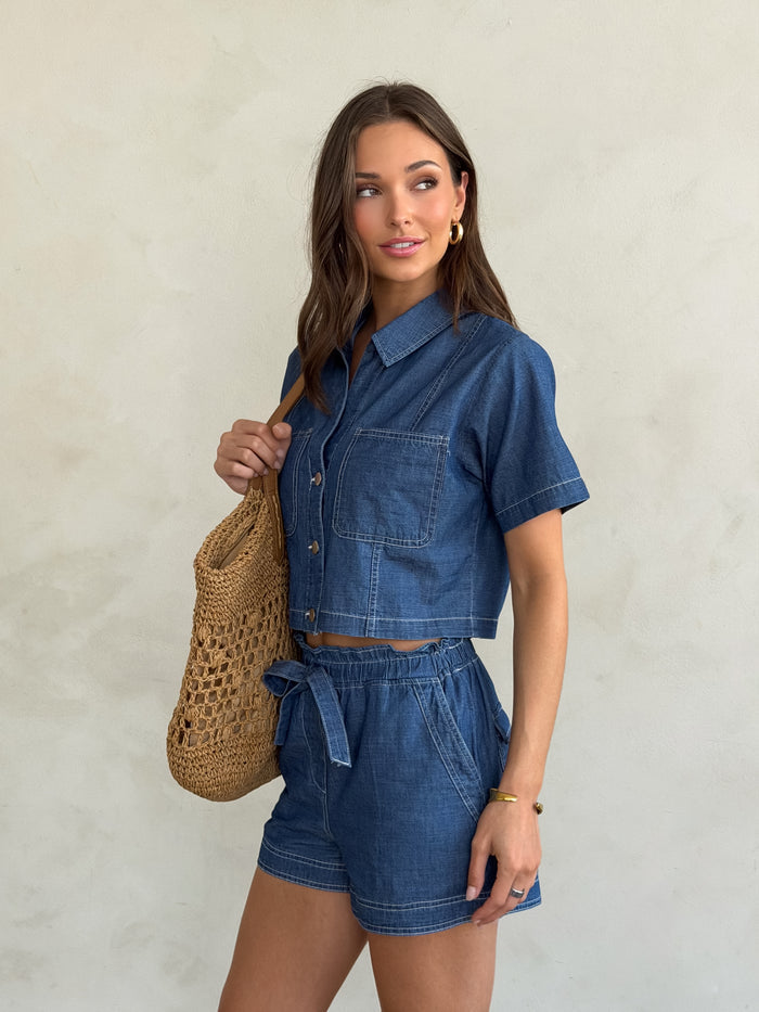 Rowan Denim Crop Top - Final Sale - Stitch And Feather
