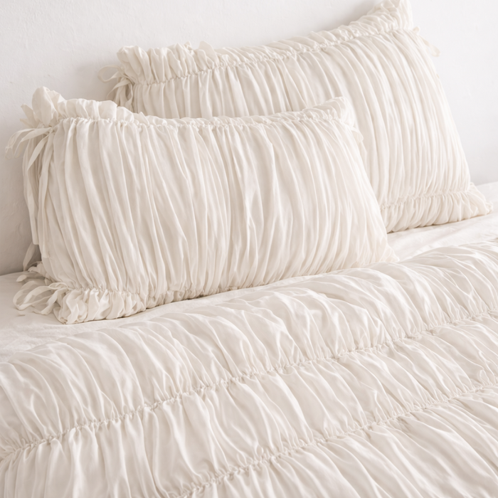 Ruched Cloud White Pillowcase Set (2)