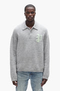 Rugby Knit Shirt in relaxed fit, made with alpaca blend, available in multiple sizes.