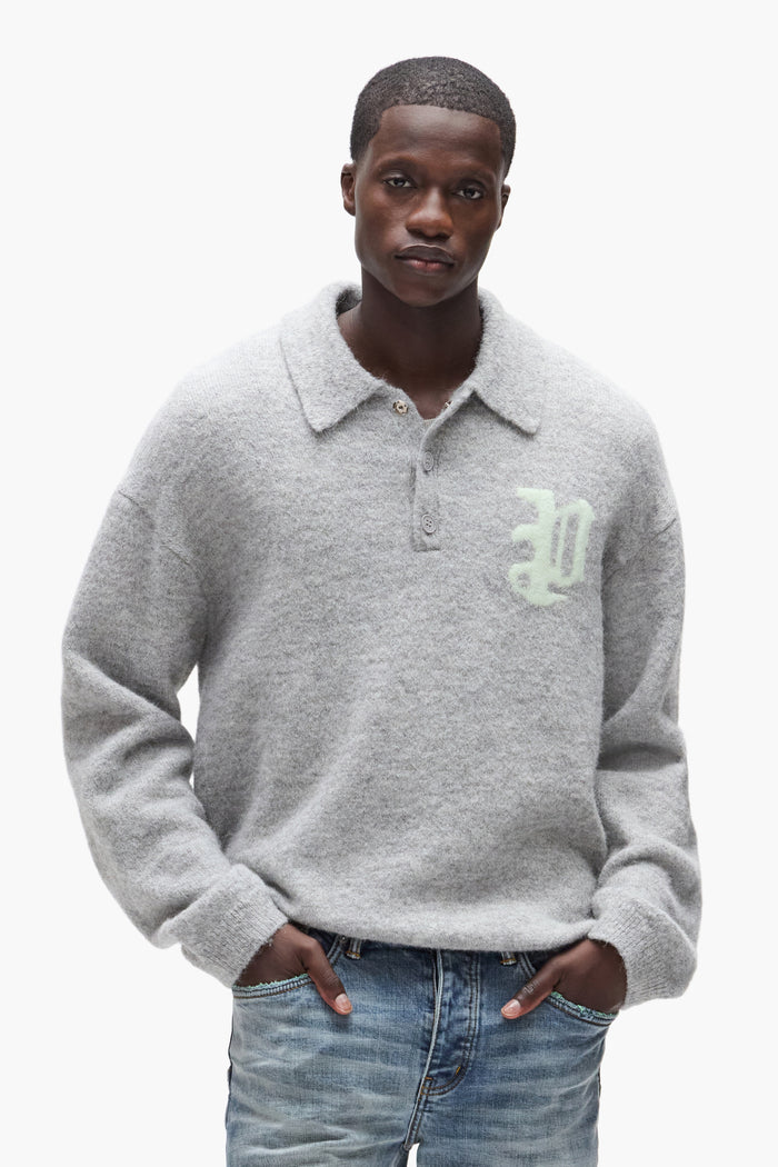 Rugby Knit Shirt in relaxed fit, made from an alpaca blend, available in sizes XS to 3XL.