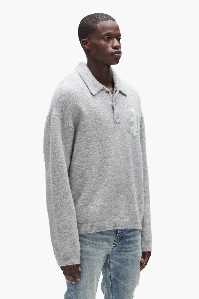 Rugby Knit Shirt in relaxed fit made from alpaca blend, available in sizes XS to 3XL.