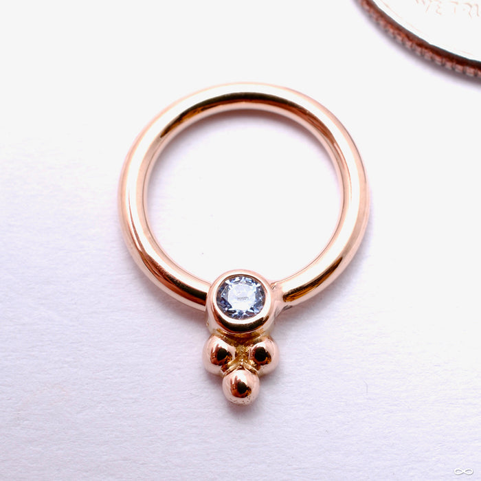 Sabrina with One Cluster Fixed Bead Ring in Gold from Anatometal with Periwinkle