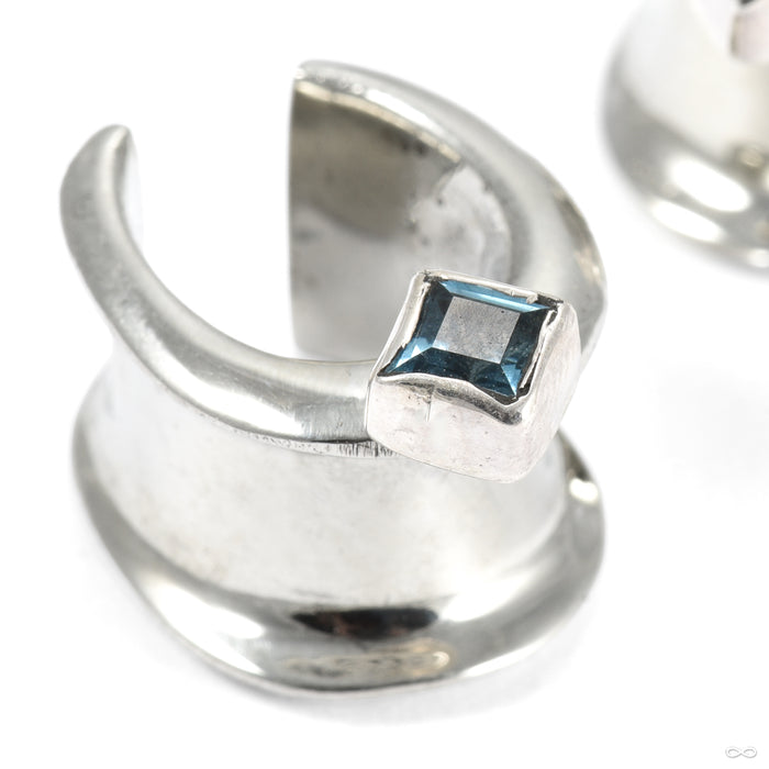 Saddle Spreader Weights with Gemstones from Oracle with princess-cut london blue topaz