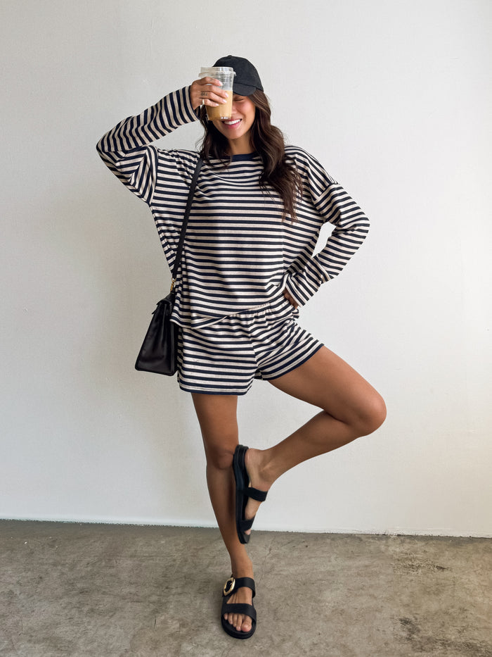 Sammi Stripe Knit Shorts - Stitch And Feather