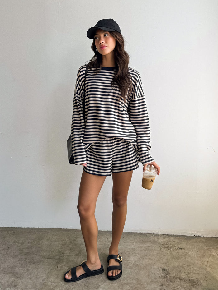 Sammi Stripe Knit Shorts - Stitch And Feather