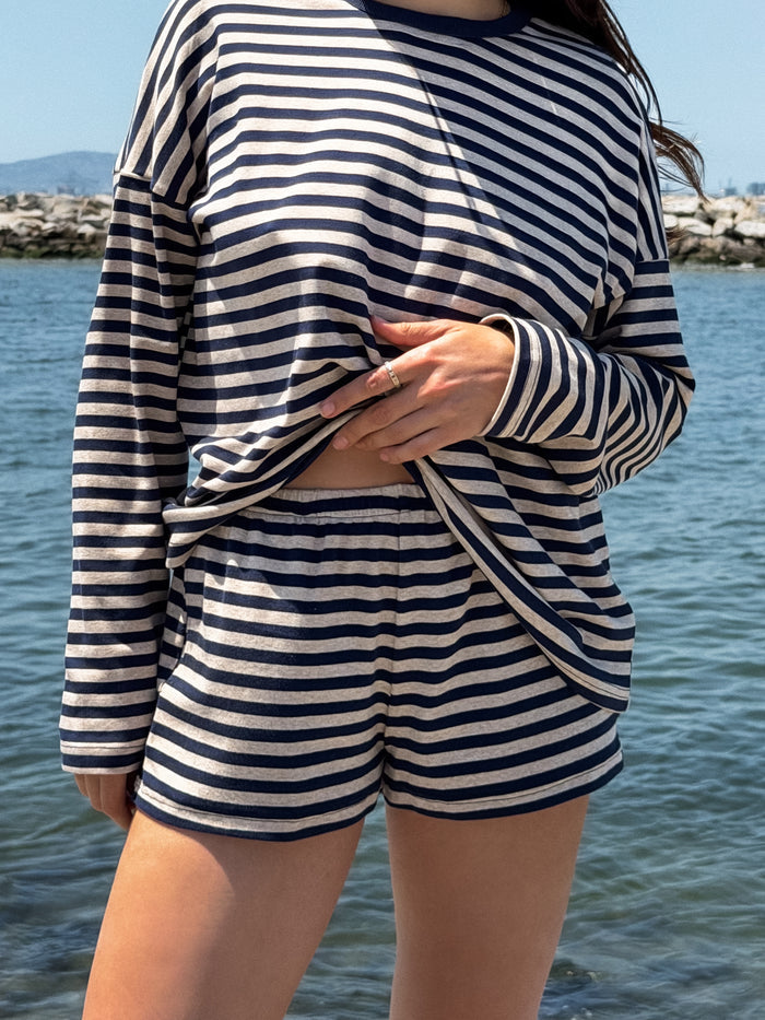 Sammi Stripe Knit Shorts - Stitch And Feather