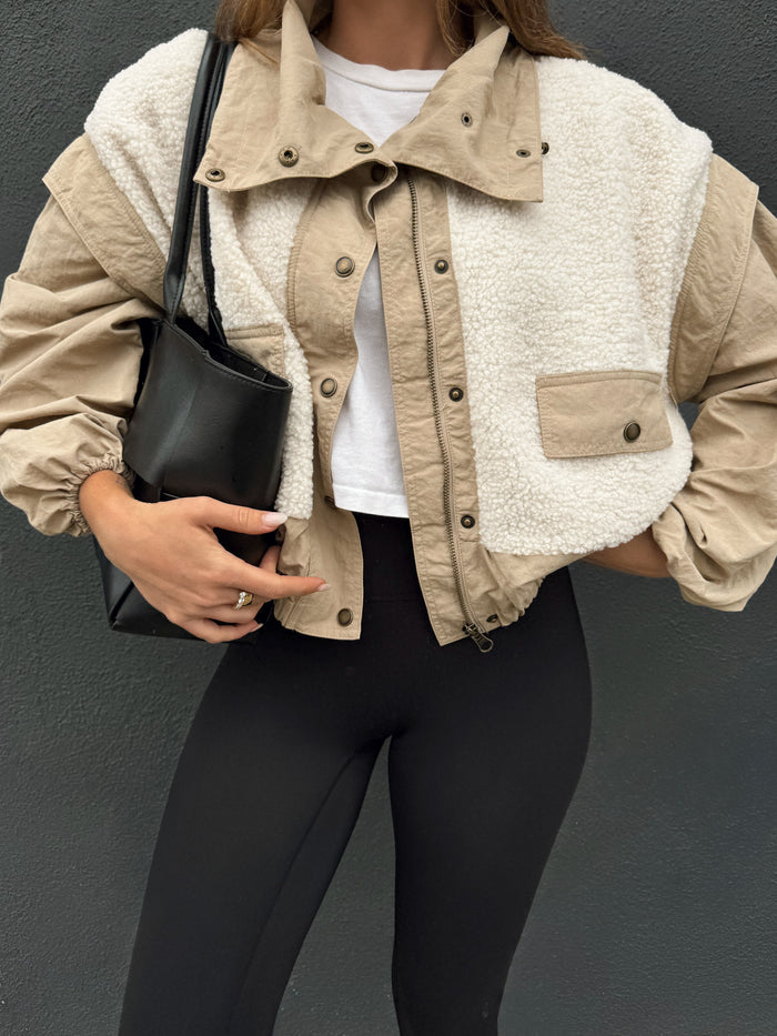 Sandstone Sherpa Windbreaker Jacket - Final Sale - Stitch And Feather