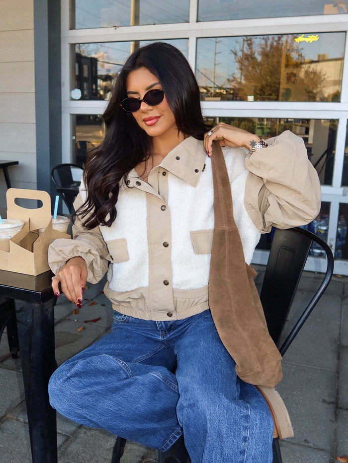 Sandstone Sherpa Windbreaker Jacket - Final Sale - Stitch And Feather