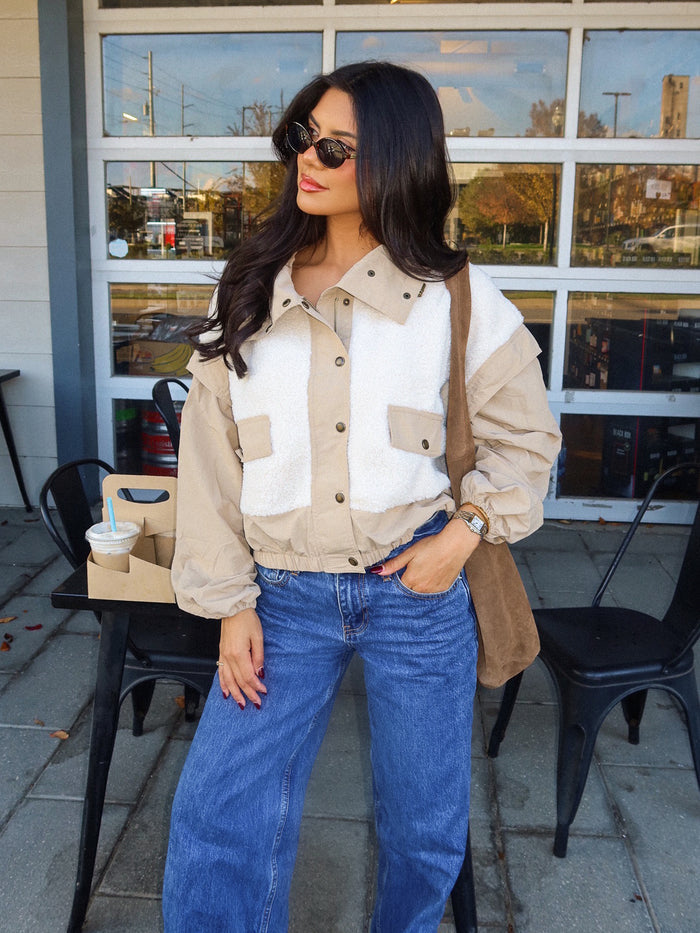 Sandstone Sherpa Windbreaker Jacket - Final Sale - Stitch And Feather