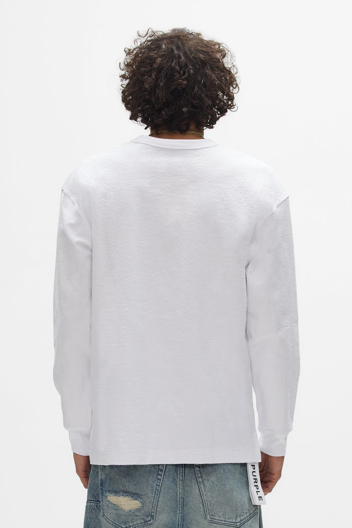 Scattered Gothic Pearls Long Sleeve Tee with Pearl Hotfix in Regular Fit, 100% Cotton