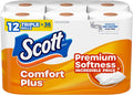 Scott ComfortPlus Toilet Paper, 12 Triple Rolls, 231 Sheets per Roll, Septic-Safe, 1-Ply Toilet Tissue