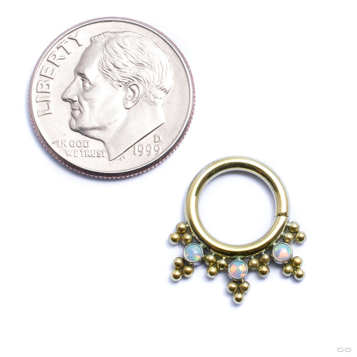 Seam Ring with Beaded Clusters and 3 Stones from LeRoi with white opals