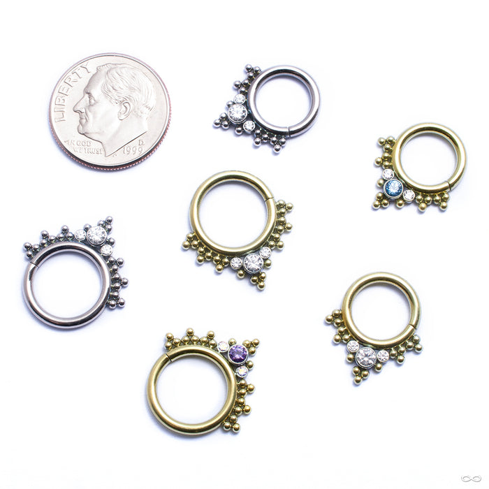 Seam Ring with Beads and 3 Stone Cluster from LeRoi in assorted materials