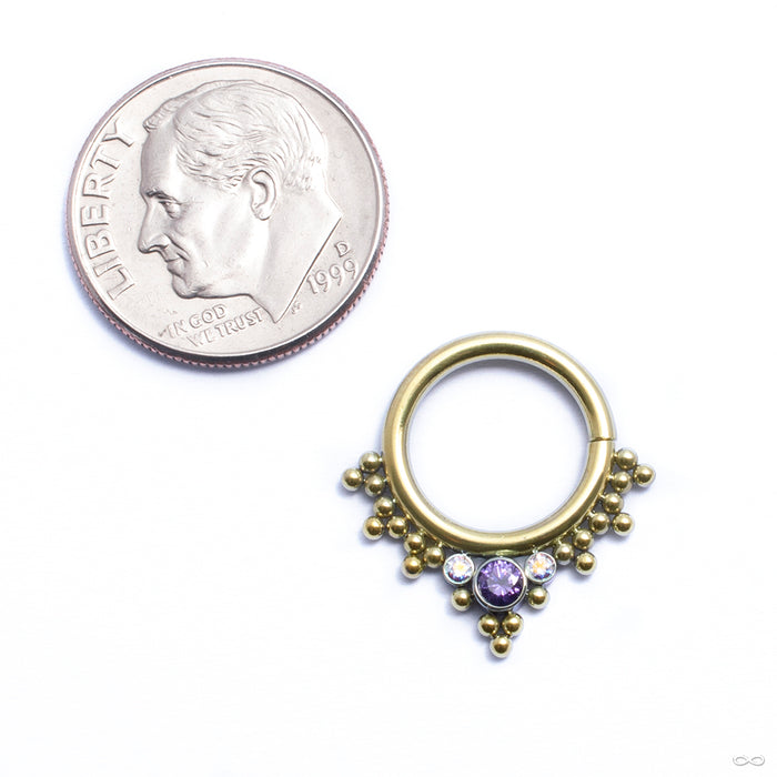 Seam Ring with Beads and 3 Stone Cluster from LeRoi with amethyst & aurora borealis