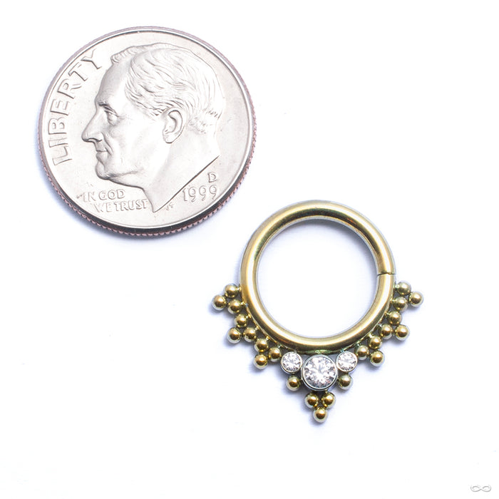 Seam Ring with Beads and 3 Stone Cluster from LeRoi with clear CZ