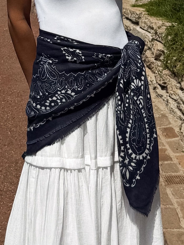 Sedona Paisley Scarf in Navy - Stitch And Feather
