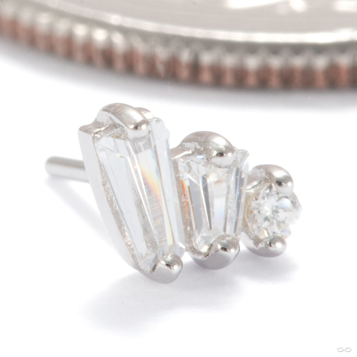 Sequence Press-fit End in 14k White Gold Clear CZ from Ember Body Jewelry