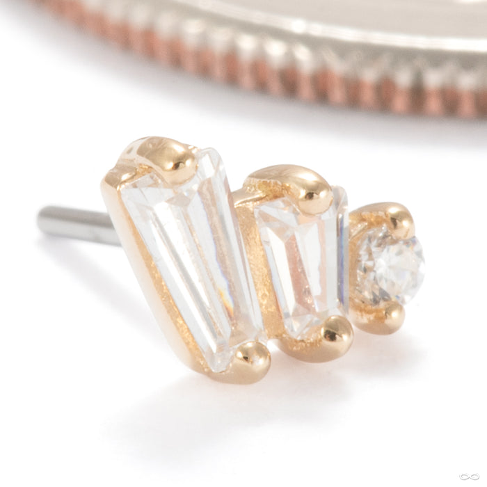 Sequence Press-fit End in 14k Yellow Gold Clear CZ from Ember Body Jewelry