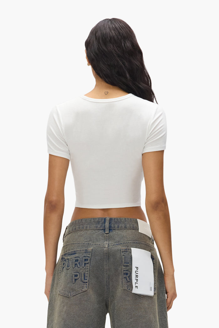 Sequin Baby Tee in slim fit, featuring sequins and made from soft ribbed micro modal.