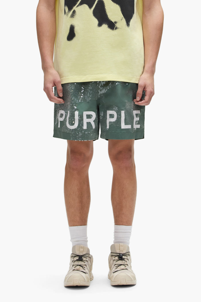 Sequin Camouflage All Around Short with elastic waistband and water repellent treatment