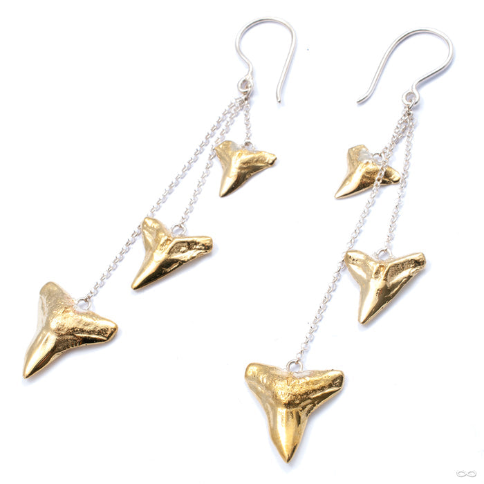 Shark Cascade Earrings from Diablo Organics in brass