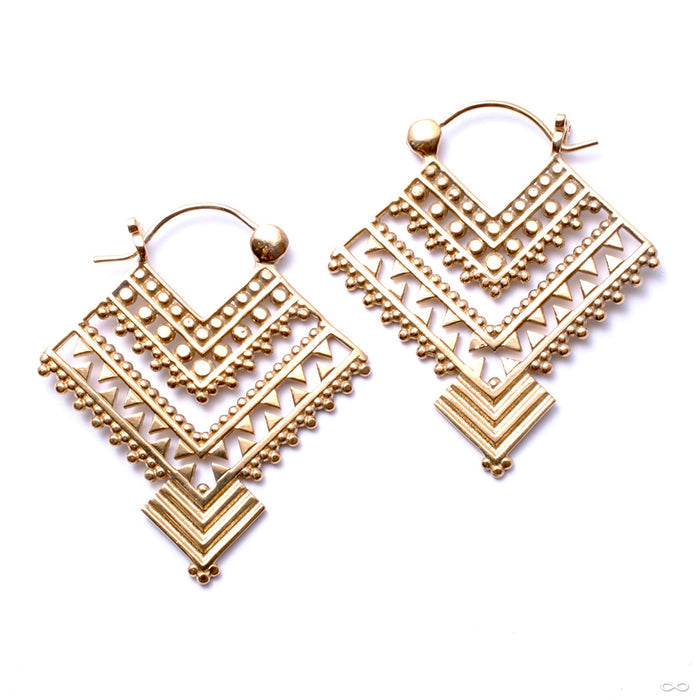Shawl Earrings from Tawapa in Yellow-gold-plated Brass