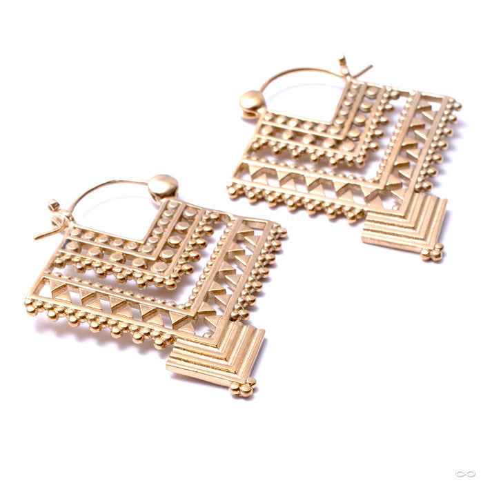 Shawl Earrings from Tawapa in Yellow-gold-plated Brass