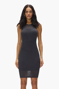 Sheer Layered Dress in slim fit with ribbed, sheer fabric, available in sizes XXS to XL.