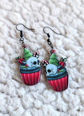 Skull Xmas Tree Cupcake Alternative Christmas Acrylic Earrings