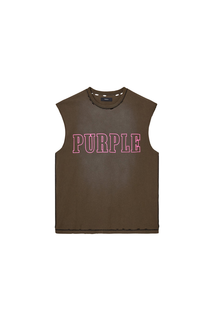 Slab Outline Tank Top in black, 100% cotton, regular fit with textured jersey and raised matte silicone.