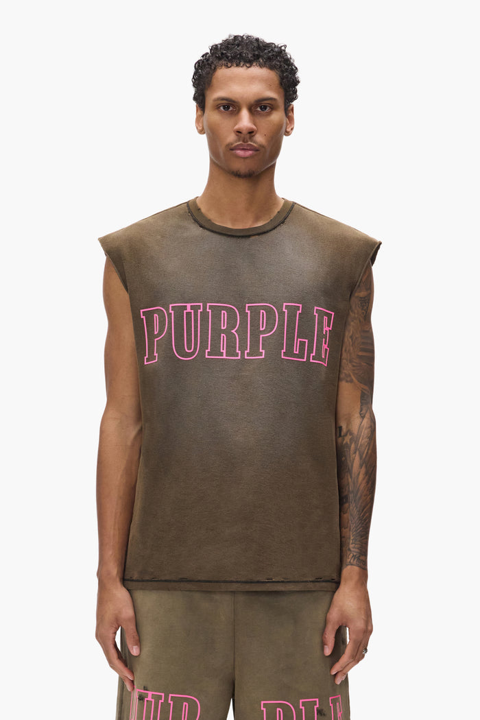 Slab Outline Tank Top regular fit in textured jersey with heavy bleach wash. Size: XS.