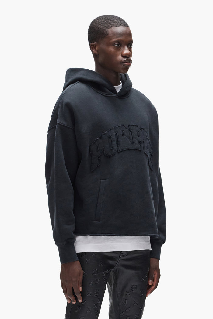 Slab Wordmark Hoodie oversized fit heavyweight fleece with welt hand pocket