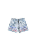 Slab Wordmark Tie Dye Swim Short, regular fit, made of 100% polyester, with elastic waistband.