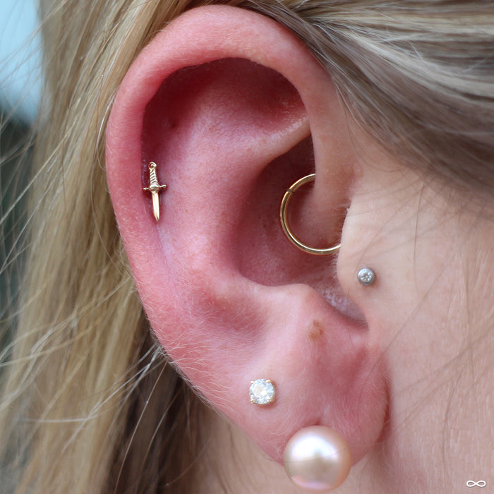 Helix Piercing with Slasher Dagger Press-fit End in Gold from BVLA