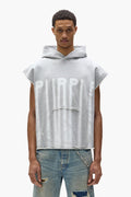 Sleeveless hoodie in midweight cotton fleece with Purple brand lettering, oversized fit.