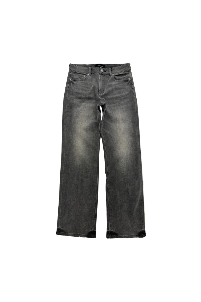Slim Straight Cut Out Denim with cut out detail on back legs and 5 pocket style.
