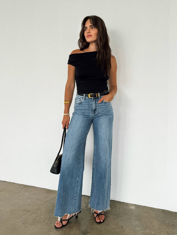 Sloane Off The Shoulder Top in Black - Stitch And Feather
