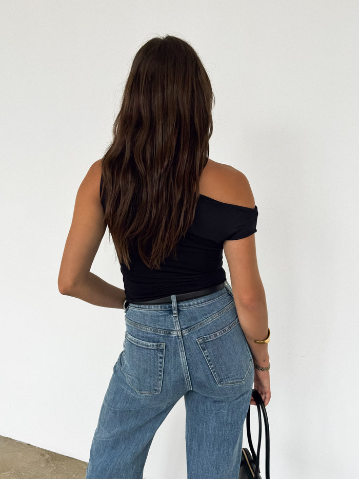 Sloane Off The Shoulder Top in Black - Stitch And Feather