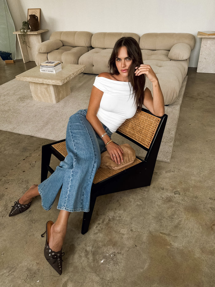 Sloane Off The Shoulder Top in White - Stitch And Feather