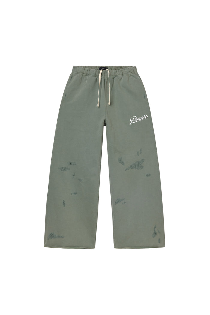 Slugger Script Sweatpant in Green, 100% cotton, wide fit with elastic waistband and pockets