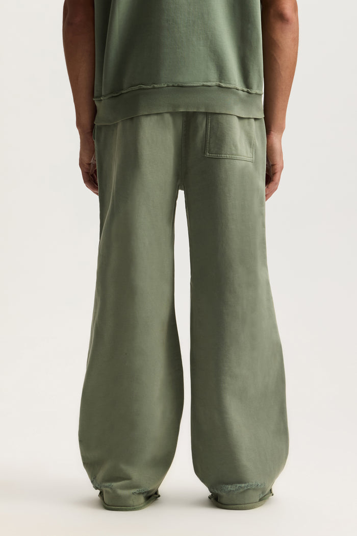 Slugger Script Sweatpant wide fit cotton sweatpants with mid acid wash and flat drawcord