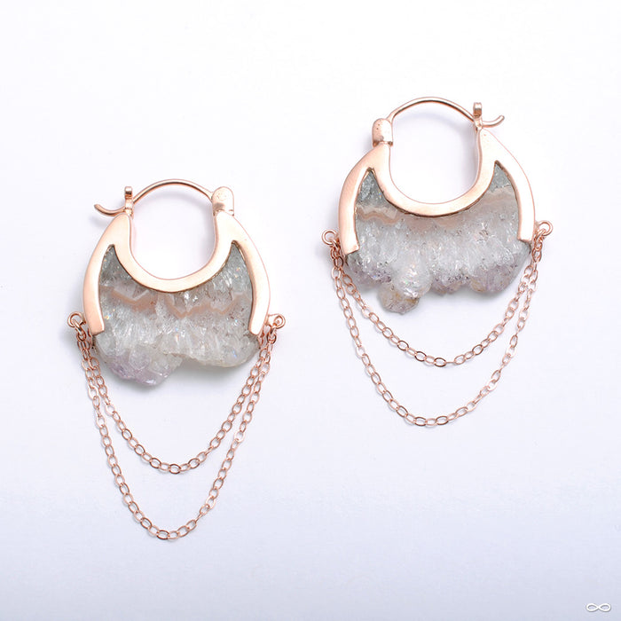 Small Moonstruck Earrings in Rose Gold with Agate Crystal from Buddha Jewelry